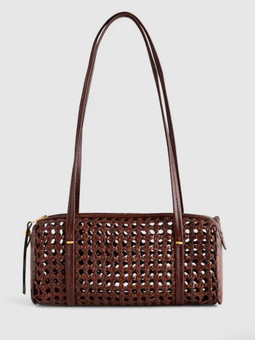 Woven Shoulder Bag in Dark Brown - Picture 1 of 2